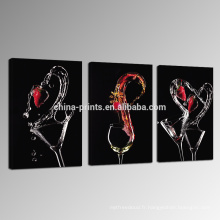 Copie de verre Toile d&#39;impression / Art de mur de raisin pour décoration / 3 Panneaux d&#39;art en toile pour décor de restaurant